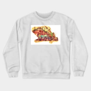 Cuba Havana, Watercolor Sketch Art Vintage Style Crewneck Sweatshirt